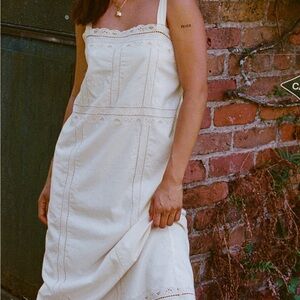 aerie Cream Maxi Dress with Lace Trim